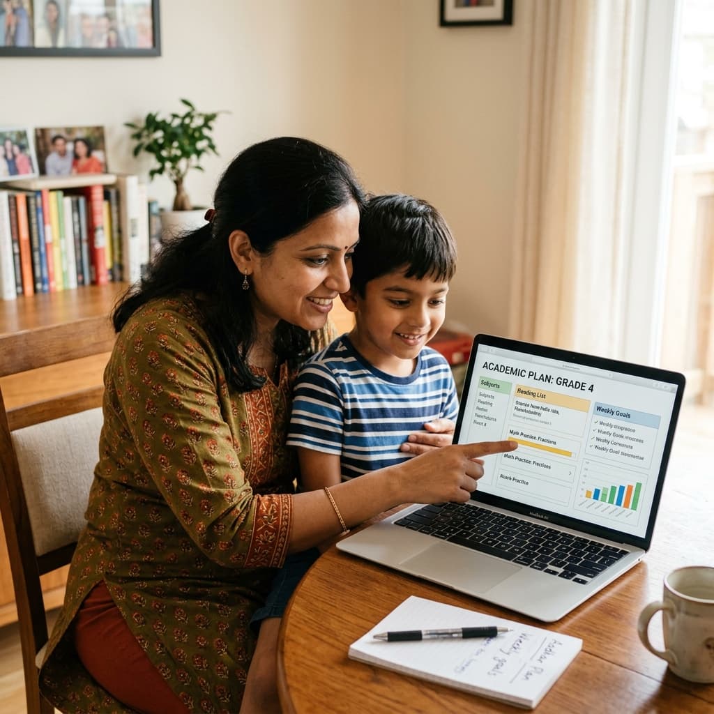 Family reviewing TCO1 personalised 1:1 online tuition plan